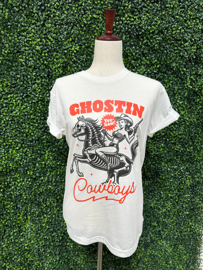 Ghostin Cowboys White Tee