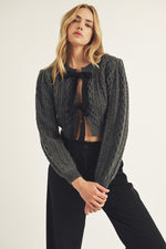 Charcoal Cable Knit Cardigan