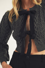 Charcoal Cable Knit Cardigan