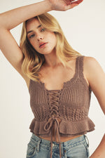 Chocolate Crochet Peplum Top