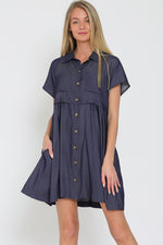 Short Sleeve Denim Babydoll Dress