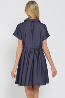 Short Sleeve Denim Babydoll Dress