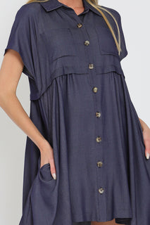 Short Sleeve Denim Babydoll Dress