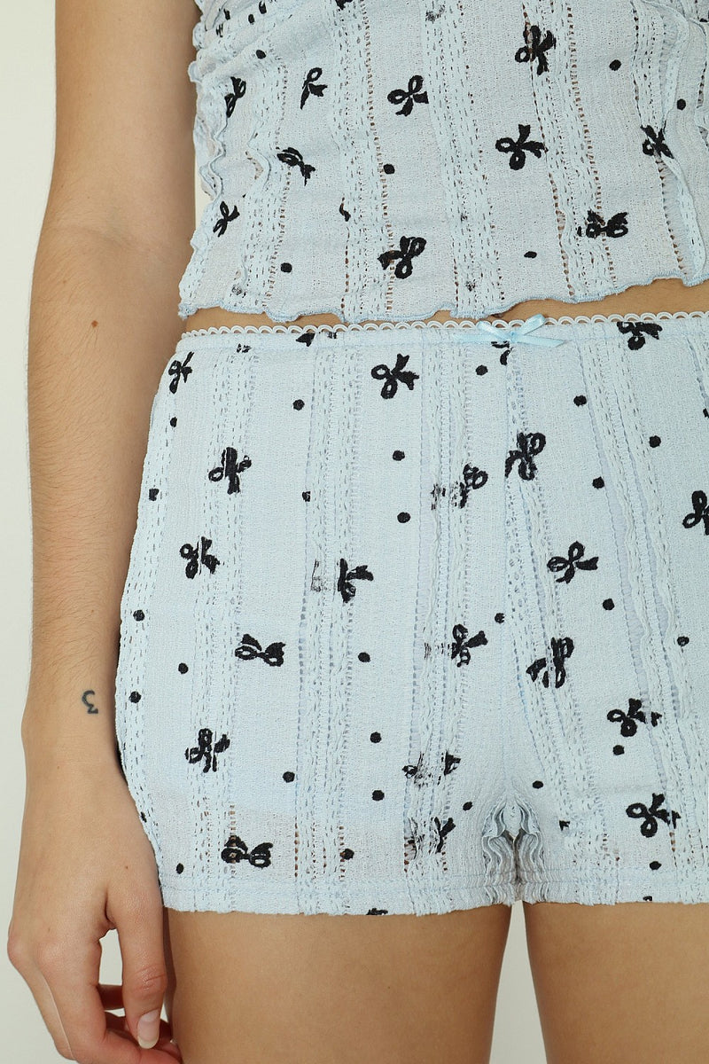 Baby Blue Lace Printed Cami Top