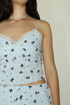 Baby Blue Lace Printed Cami Top