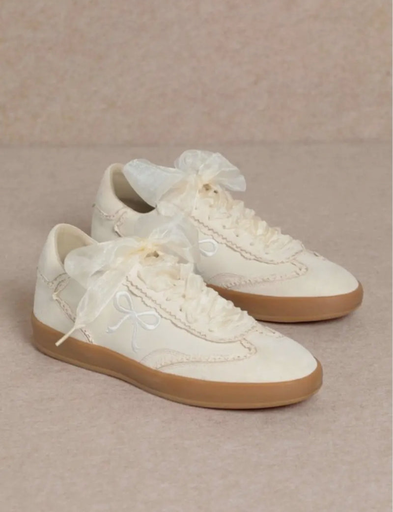 Ivory Coquette Bow Sneakers