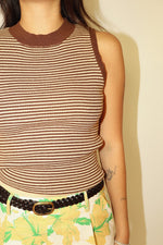 Sleeveless Stripe Knit Tank Top