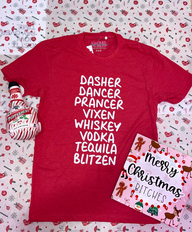 Reindeer Alcohol Red Graphic Tee