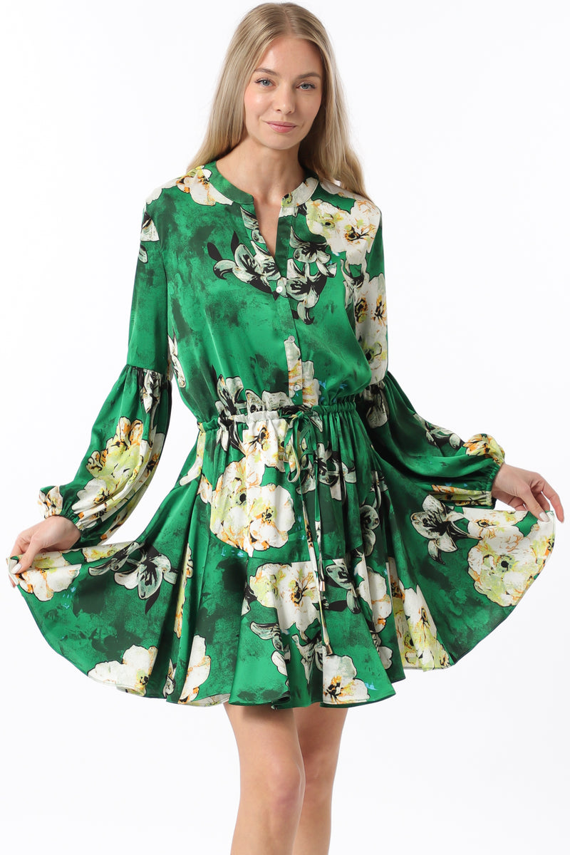 Emerald Green Floral Shortie Dress