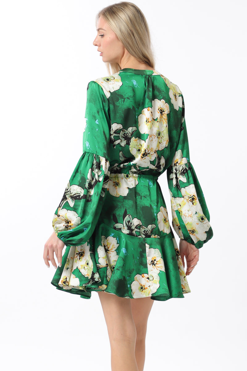 Emerald Green Floral Shortie Dress
