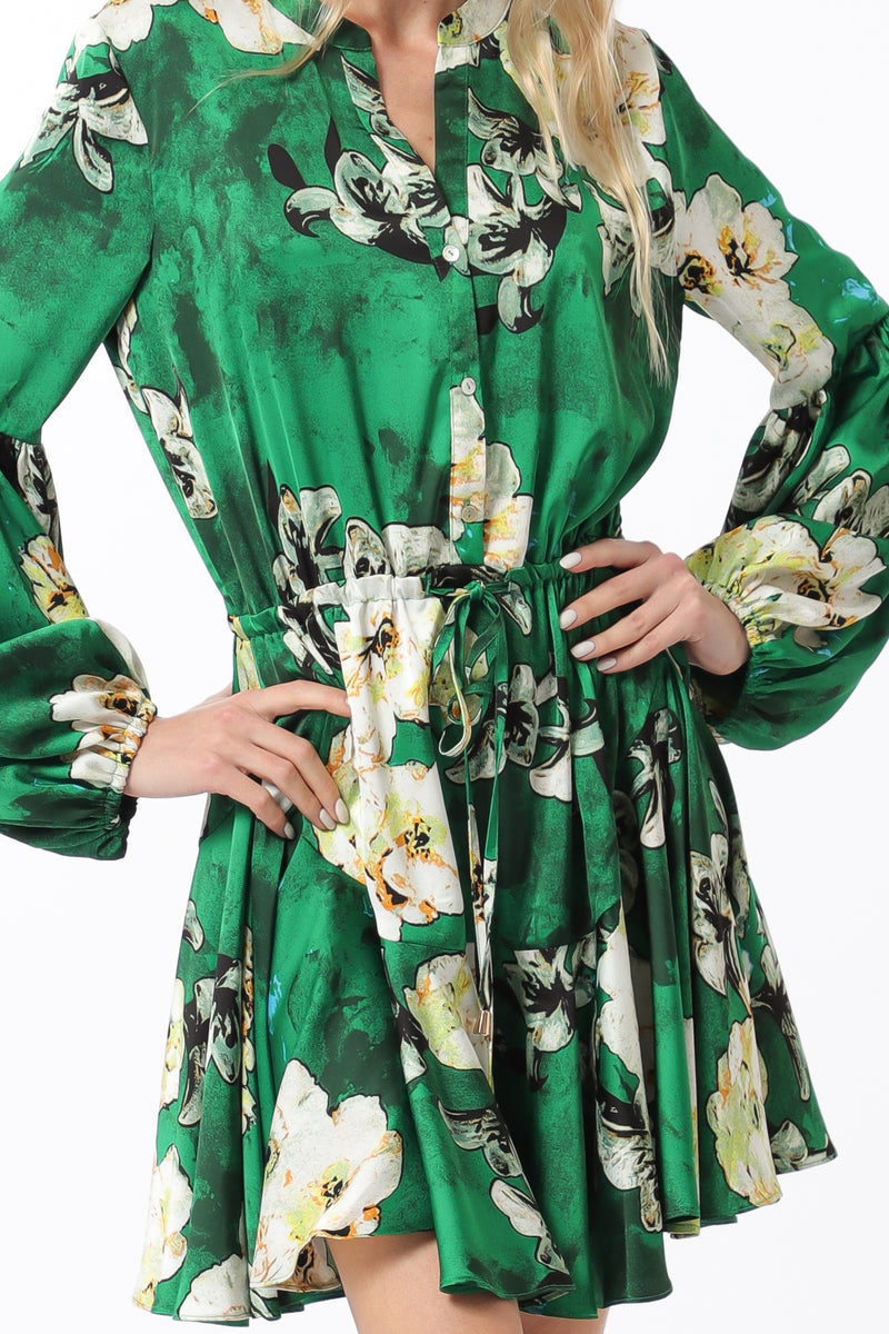 Emerald Green Floral Shortie Dress