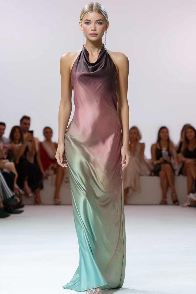 Ombré Cowl Neck Maxi Dress