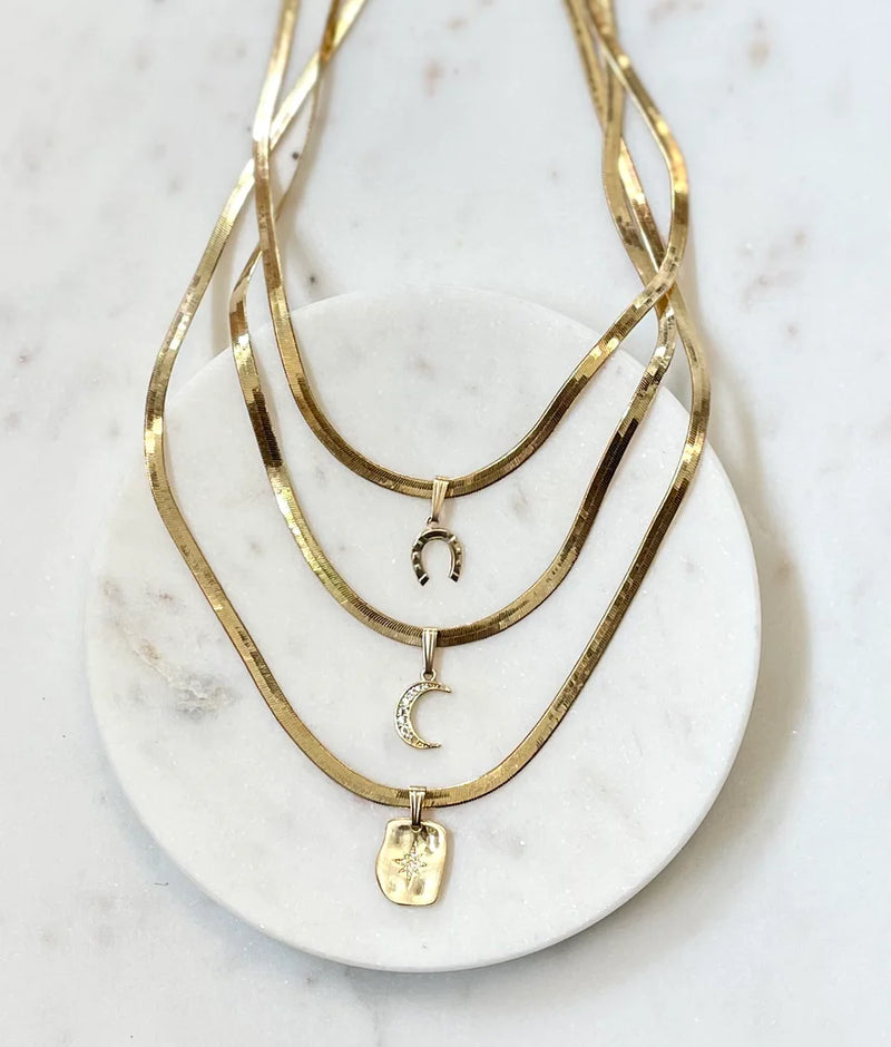 Herringbone Charm Gold Necklace