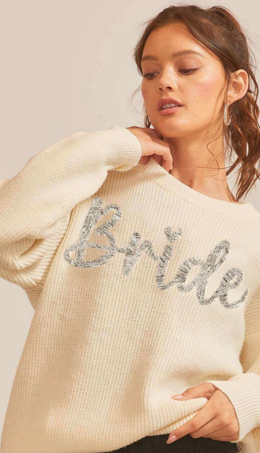 Off White Bride Glitter Sweater