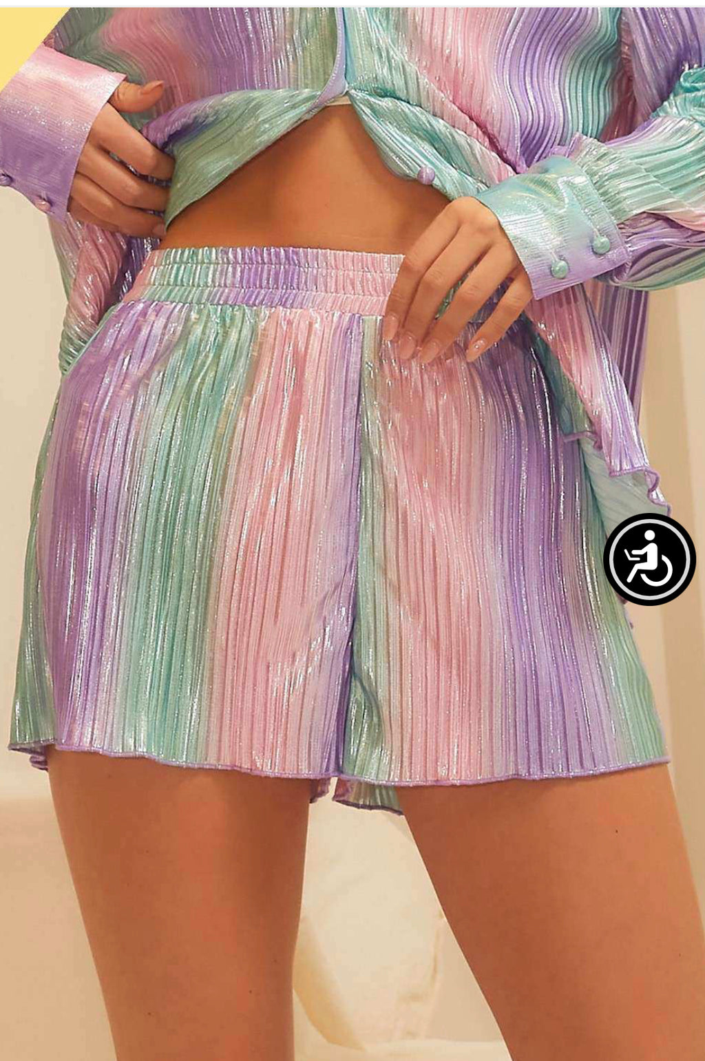 Shimmer Elastic Waist Shorts