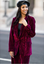 Cabernet Crushed Velvet Blazer