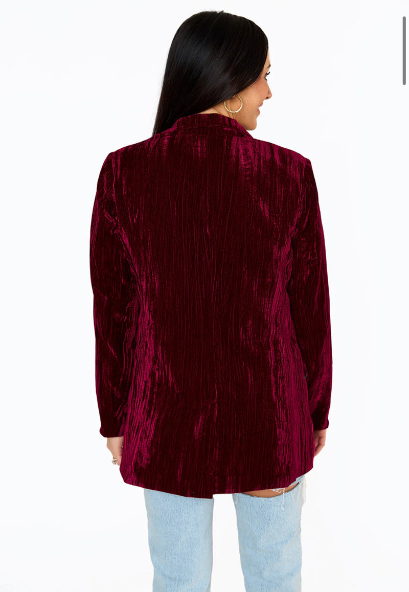 Cabernet Crushed Velvet Blazer