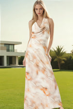 Cowl Neck Swirl Maxi Dress