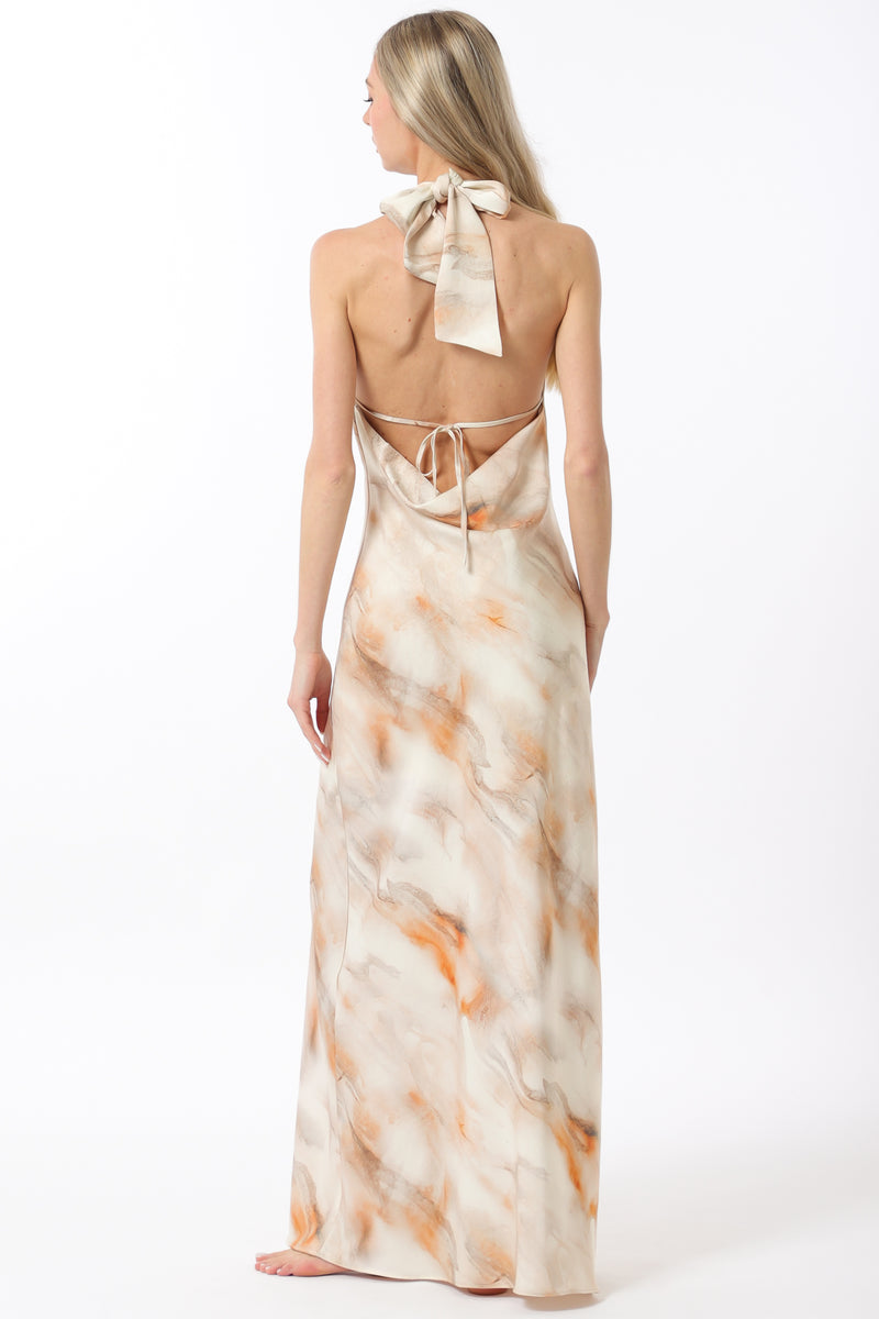 Cowl Neck Swirl Maxi Dress