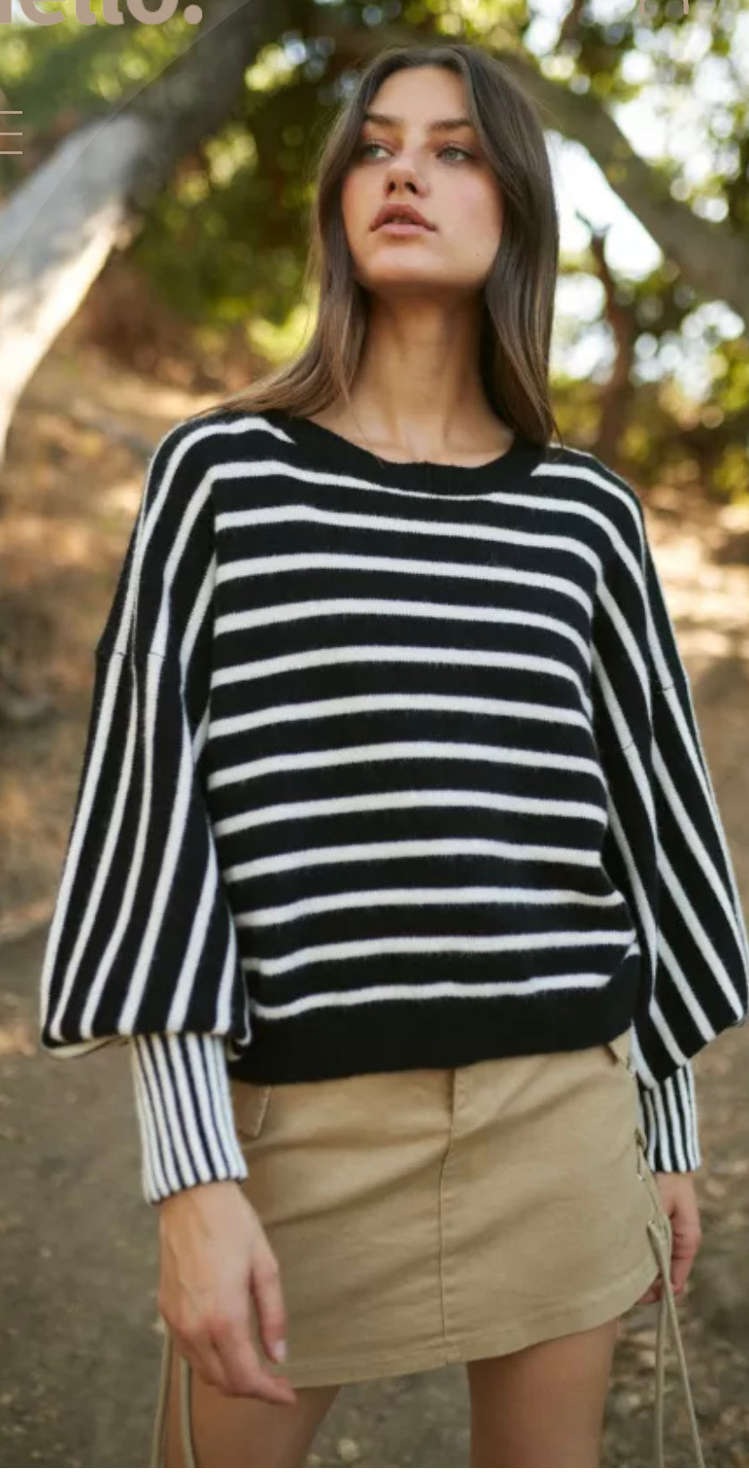 Stripe Puff Sleeve Sweater