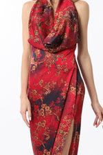 Red Cowl Neck Dress