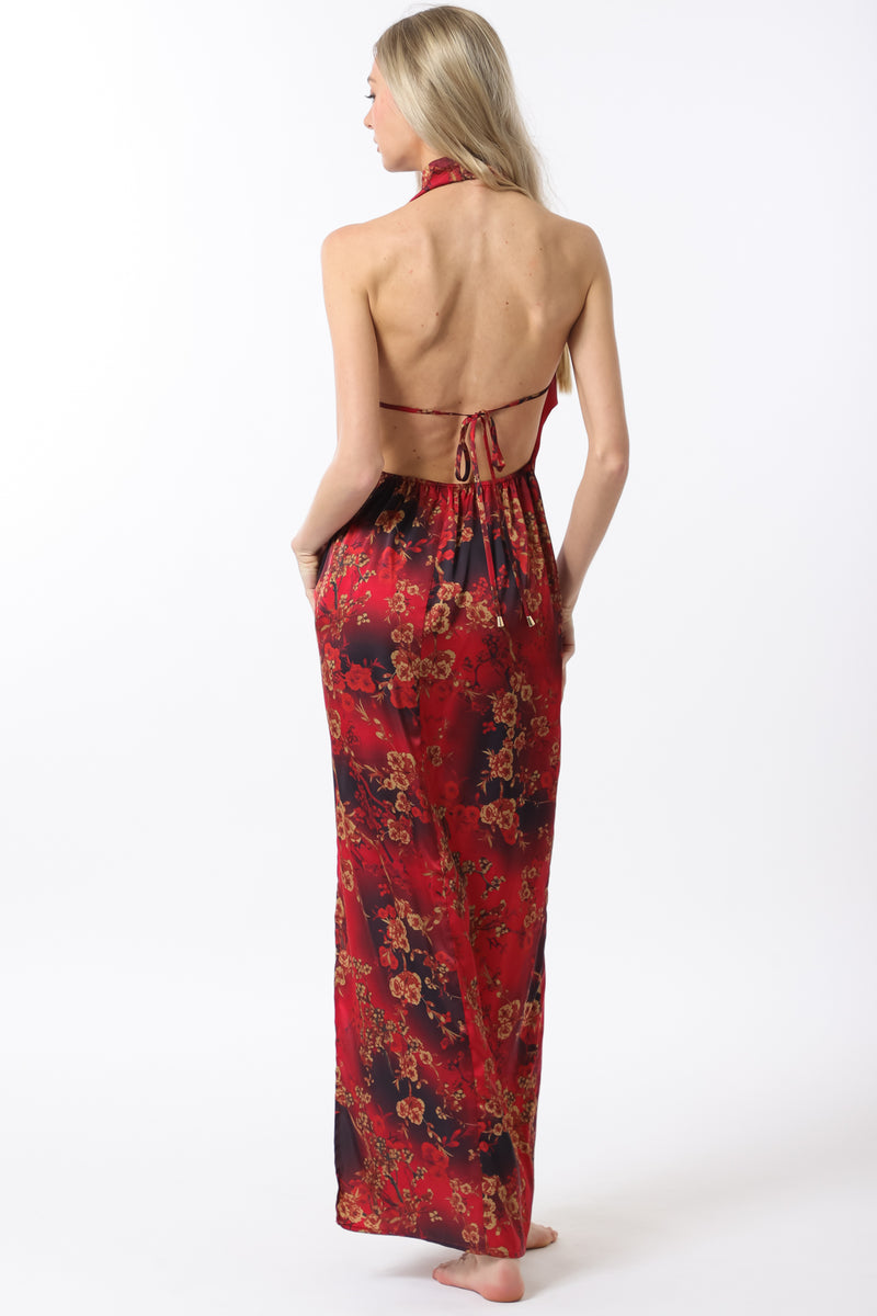 Red Cowl Neck Dress
