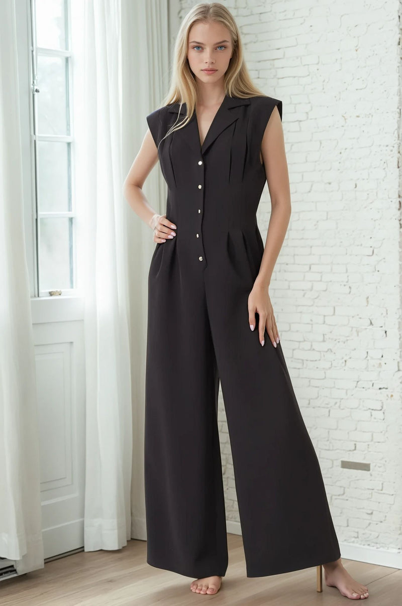 Black Button Down Jumpsuit