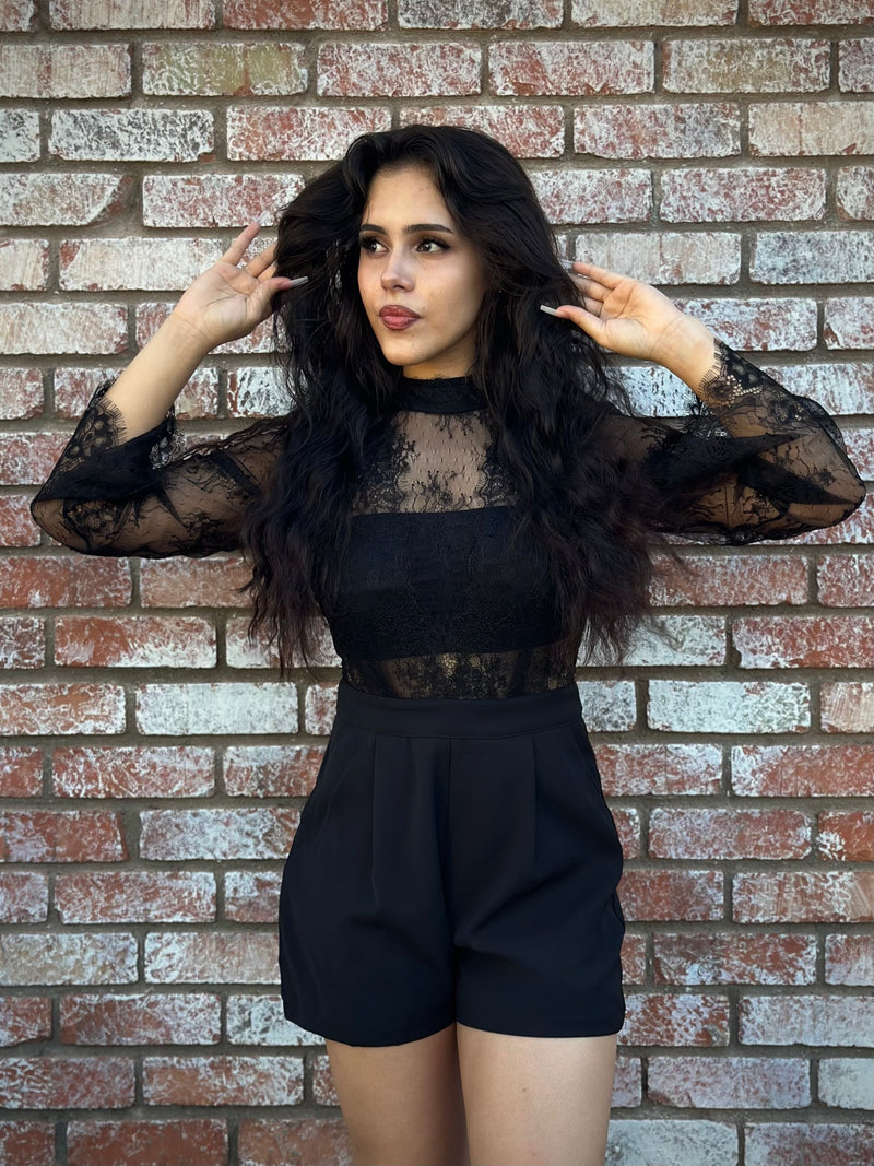 Sheer Lace Black Romper