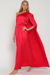 One Shoulder Belted Red Dress