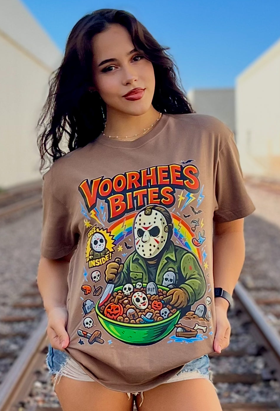 Voorhees Bites Parody Graphic T-Shirt