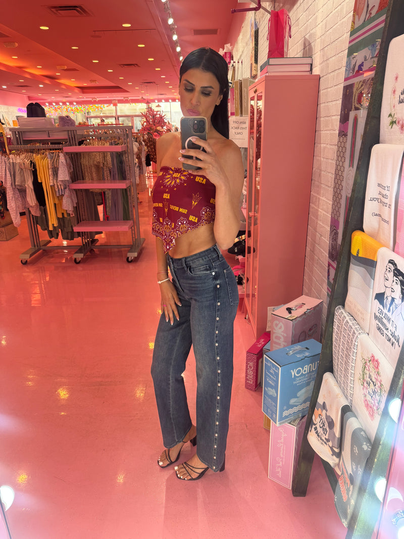 High Rise Dome Stud Jeans