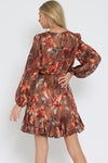 Fall Brown Floral Shortie Dress