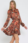 Fall Brown Floral Shortie Dress