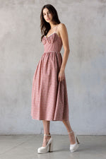 Red Gingham Midi Dress