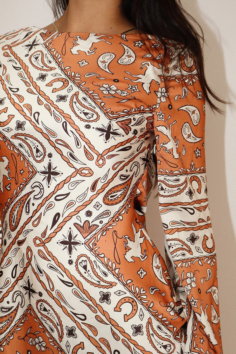 Western Bandana Open Back Dress