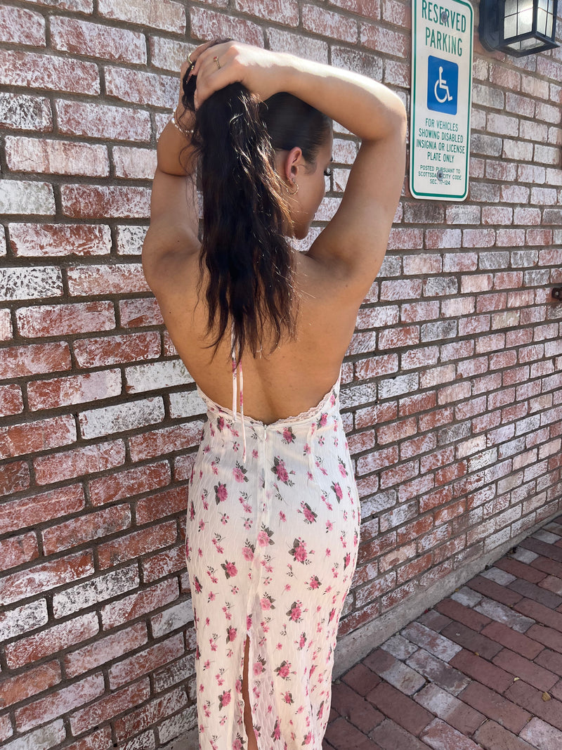 Ivory and Lace Floral Maxi Dress