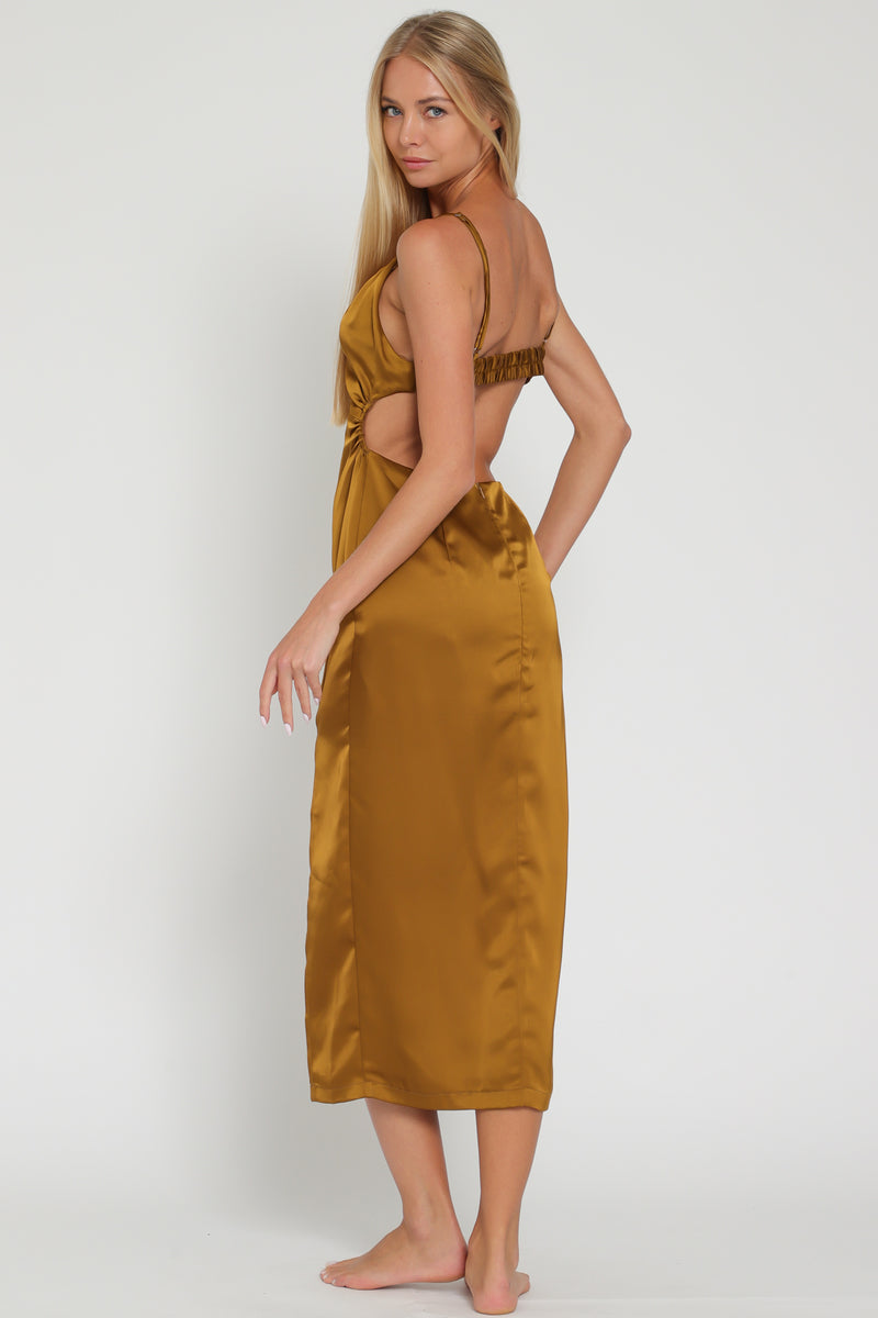 Golden Camel Slip Dress