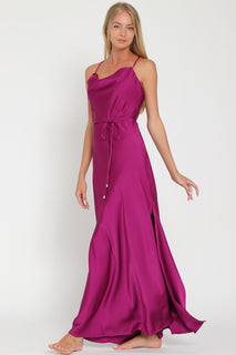 Magenta Backless Slip Dress