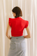 Red Ruffle Top