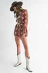 Maroon Floral Boho Romper