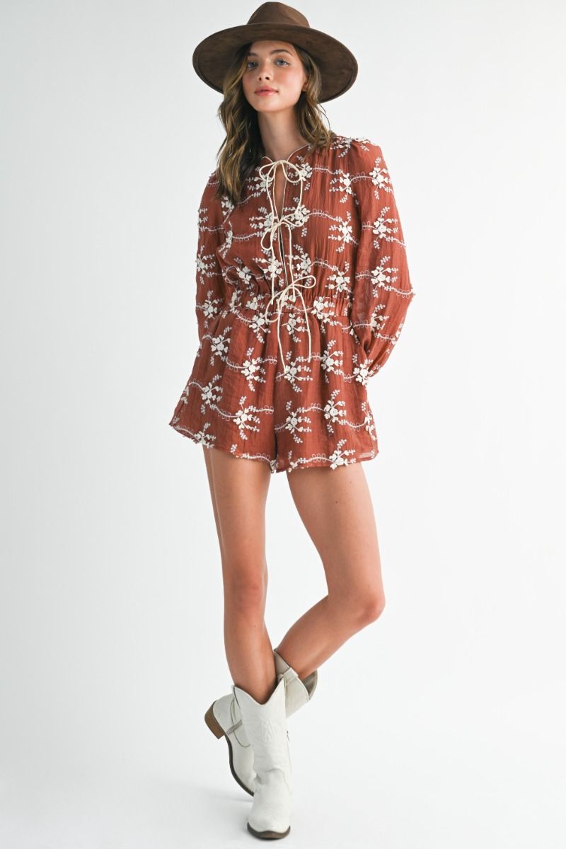 Maroon Floral Boho Romper