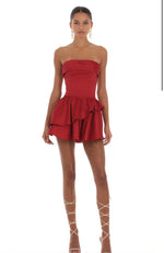 Red Corset Strapless Dress