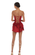 Red Corset Strapless Dress