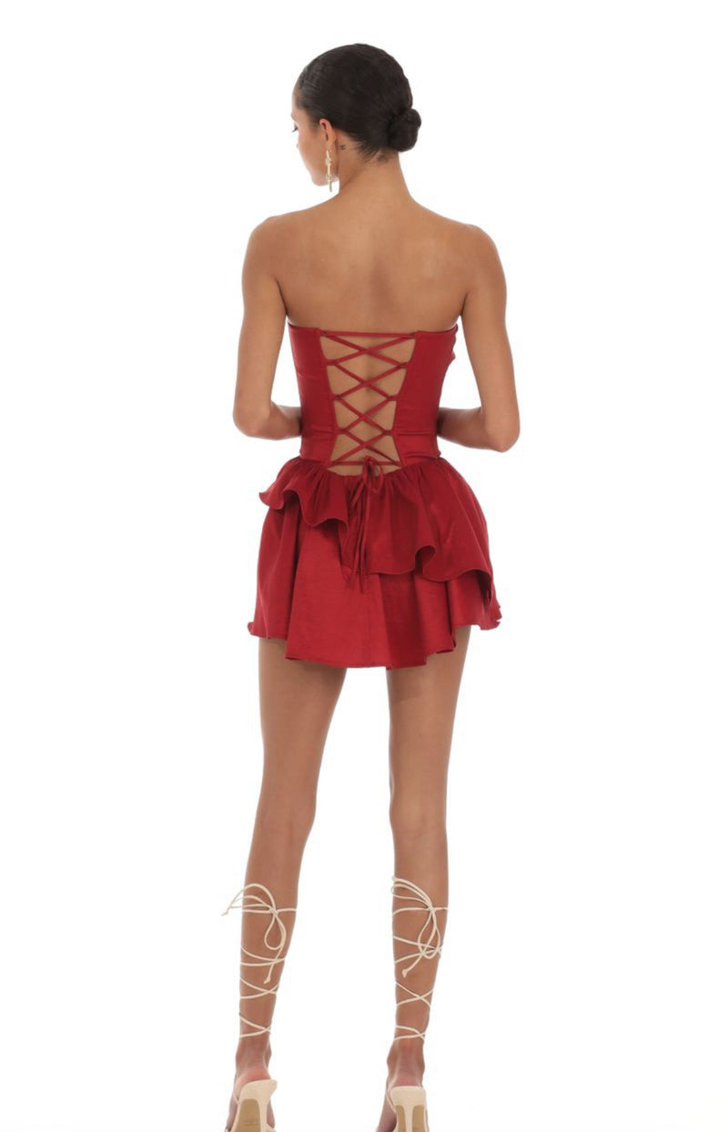 Red Corset Strapless Dress