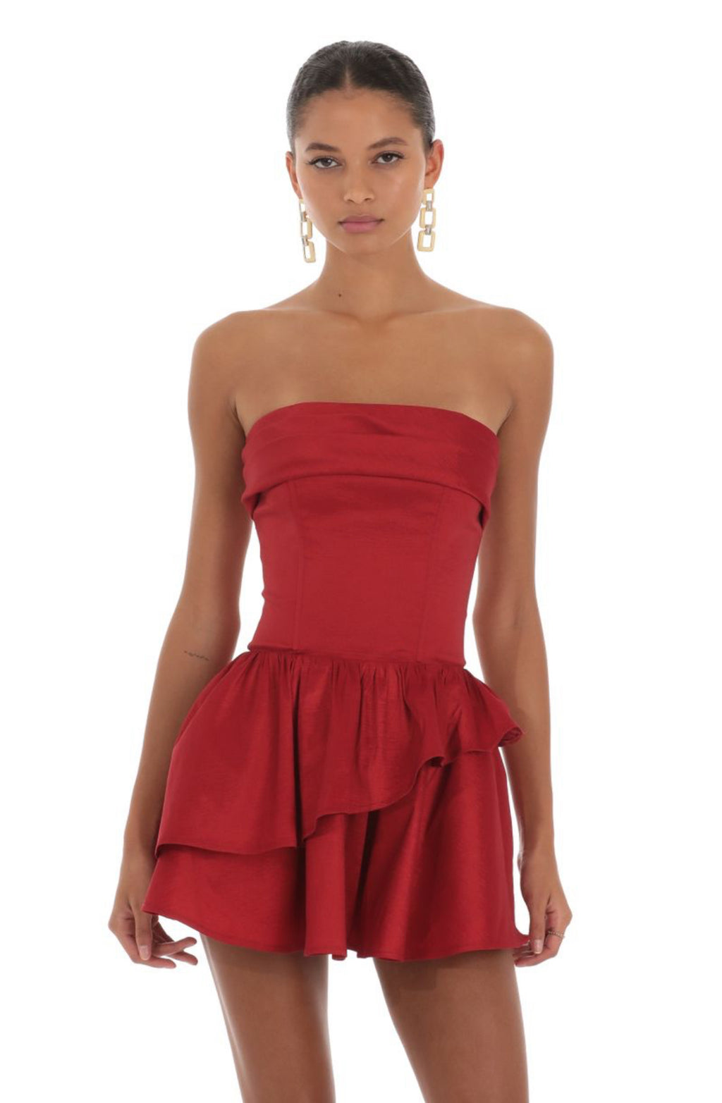 Red Corset Strapless Dress