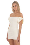 Ivory Off Shoulder Bow Dress