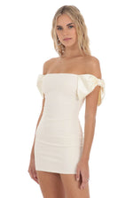 Ivory Off Shoulder Bow Dress