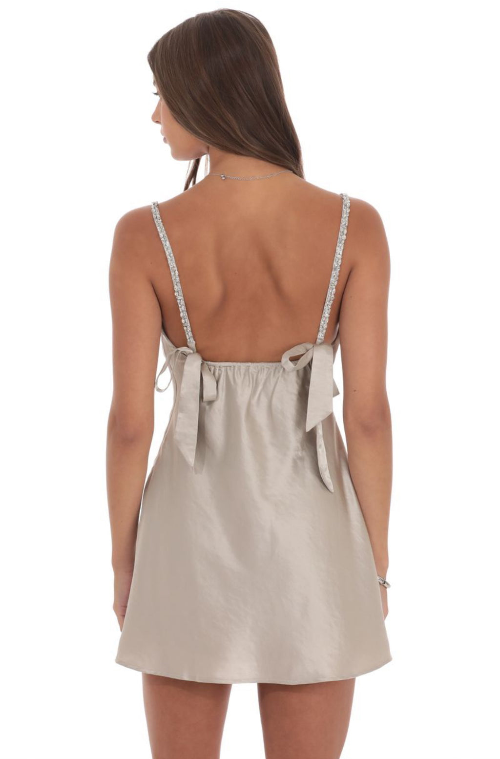 Rhinestone Strap Satin Dress