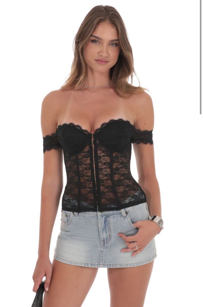 Black Corset Bustier Top