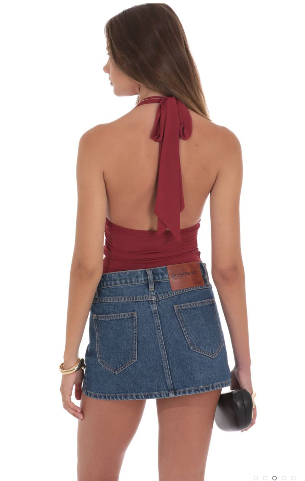 Burgundy Cowl Neck Halter Top